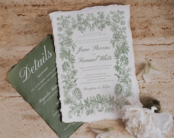 Faire-part de mariage jardin botanique, modèles de mariage modifiables, faire-part de mariage DIY, faire-part de mariage dans les bois, QR code RSVP, 5 x 7 po