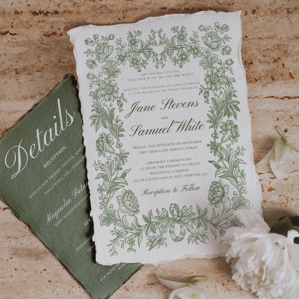 Botanical Garden Wedding Invitation, Editable Wedding Templates, DIY Wedding Invitations, Woodland Wedding Invitations, QR code RSVP, 5"x7"
