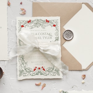 Botanical Christmas Wedding Invitation Template, DIY Holiday Invite (PDF)