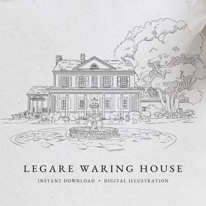 Legare Waring House Sketch: Charleston Venue Line Art (PNG, PDF, SVG)