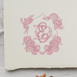 Custom Wedding Crest, Hand Drawn Illustrated Monogram, Personalized Initials for Wedding Logo and Branding, Floral wedding Crest