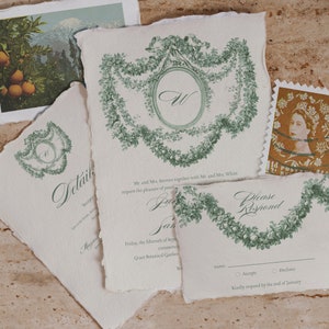 Green Floral Wedding Invitation: Vintage Regency Garden (Digital Download)