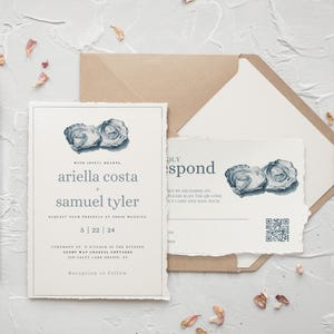 Modern Coastal Beach Wedding Invitation Set, Illustrated Printable Wedding Template, Beach Wedding Invite, Printable, RSVP & Details,