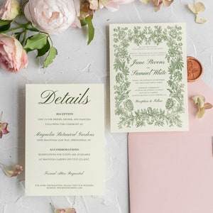 Hochzeitseinladung Botanischer Garten Hochzeitseinladung Hochzeitsvorlagen DIY Hochzeitseinladungen, Waldhochzeitseinladungen QR-Code Antwort 5 "x 7"