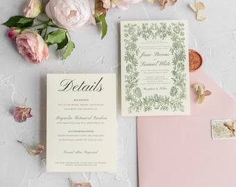 Hochzeitseinladung Botanischer Garten Hochzeitseinladung Hochzeitsvorlagen DIY Hochzeitseinladungen, Waldhochzeitseinladungen QR-Code Antwort 5 &quot;x 7&quot;
