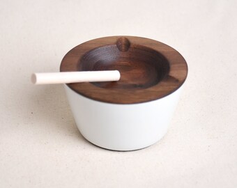 Walnut and Ceramic Ash Tray (RON)