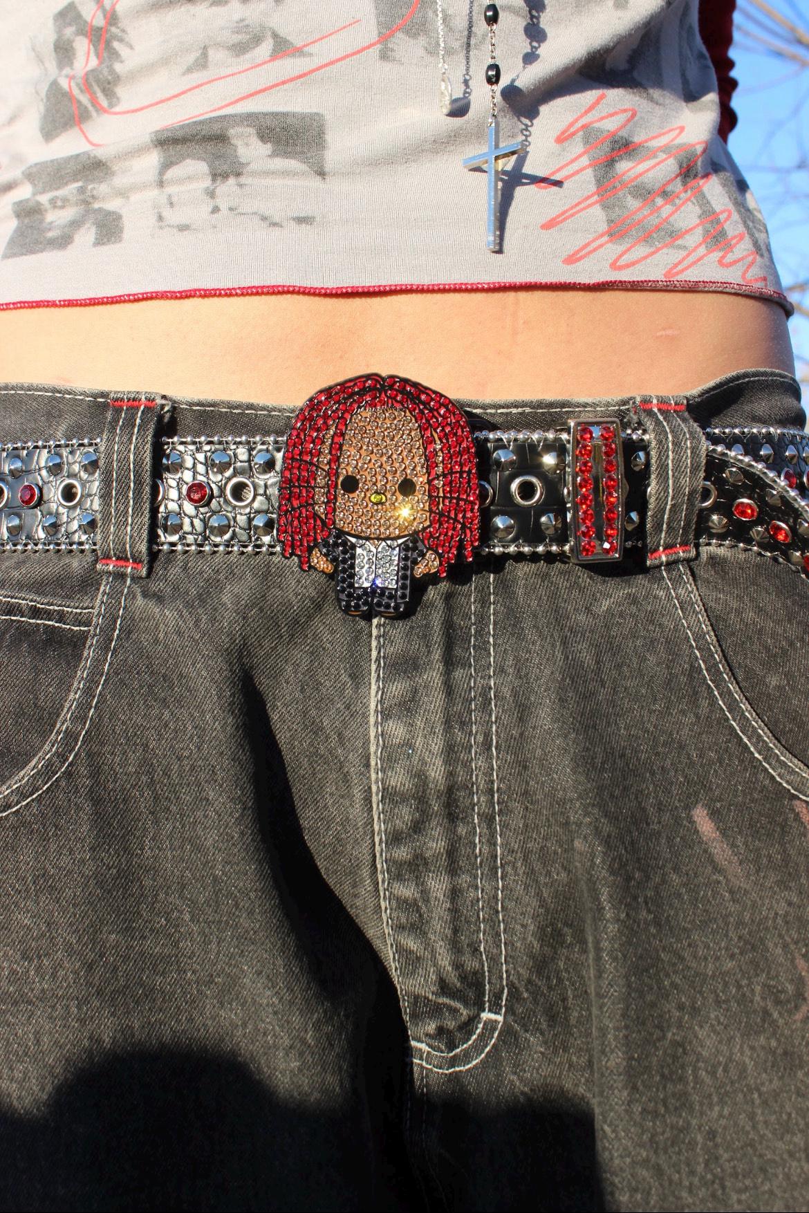 Playboi Carti Sanrio Belt, Rhinestone Studded Buckle, Playboi