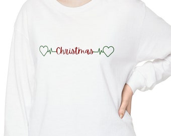 Herzschlag Weihnachtsshirt, Benutzerdefiniertes Shirt, Grafikshirt, Herzschlag SymbolTee, Weihnachtsliebe Shirt, Weihnachtsgeschenk, Teenager Geschenk, Geschenk Vater