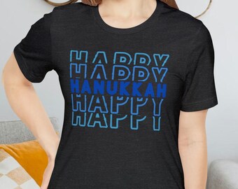 Chemise Happy Hanukkah, chemise Hanukkah, cadeau Hanukkah, chemise juive, cadeaux Hanukkah, chemise de vacances, chemise unisexe, tee-shirt Hanukkah, chemise graphique