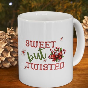 Personalized Mug, Sweet But Twisted Mug, Christmas Coffee Mug, Peppermint Mug, Christmas Cup, Christmas Gift, Candy Cane Mug, Hot Cocoa Mug