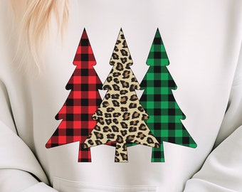 Christmas Trees Hoodie, Buffalo Check Hoodie, Christmas Hoodie, Tree Hoodie, Dad Gift, Mom Gift, Teen Gift, Funny Xmas Hoodie, Graphic Trees