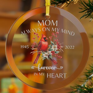 Personalisierte Glas Ornament, Kardinal Gedenkschmuck, Kardinal Ornament, Weihnachtskardinal, kundenspezifische Kardinal Ornament, Glas Kardinal