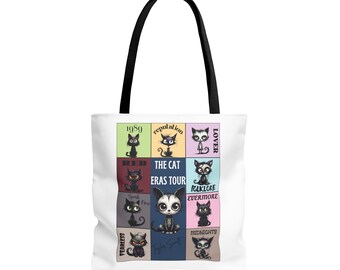 Funny Cat Bag, Animal Tote, Cat Lover Bag, Music Merch, Best Friend Gift, Music Tote, Color Block Bag, Gift For Her, Cat Owner Tote, Cat Bag