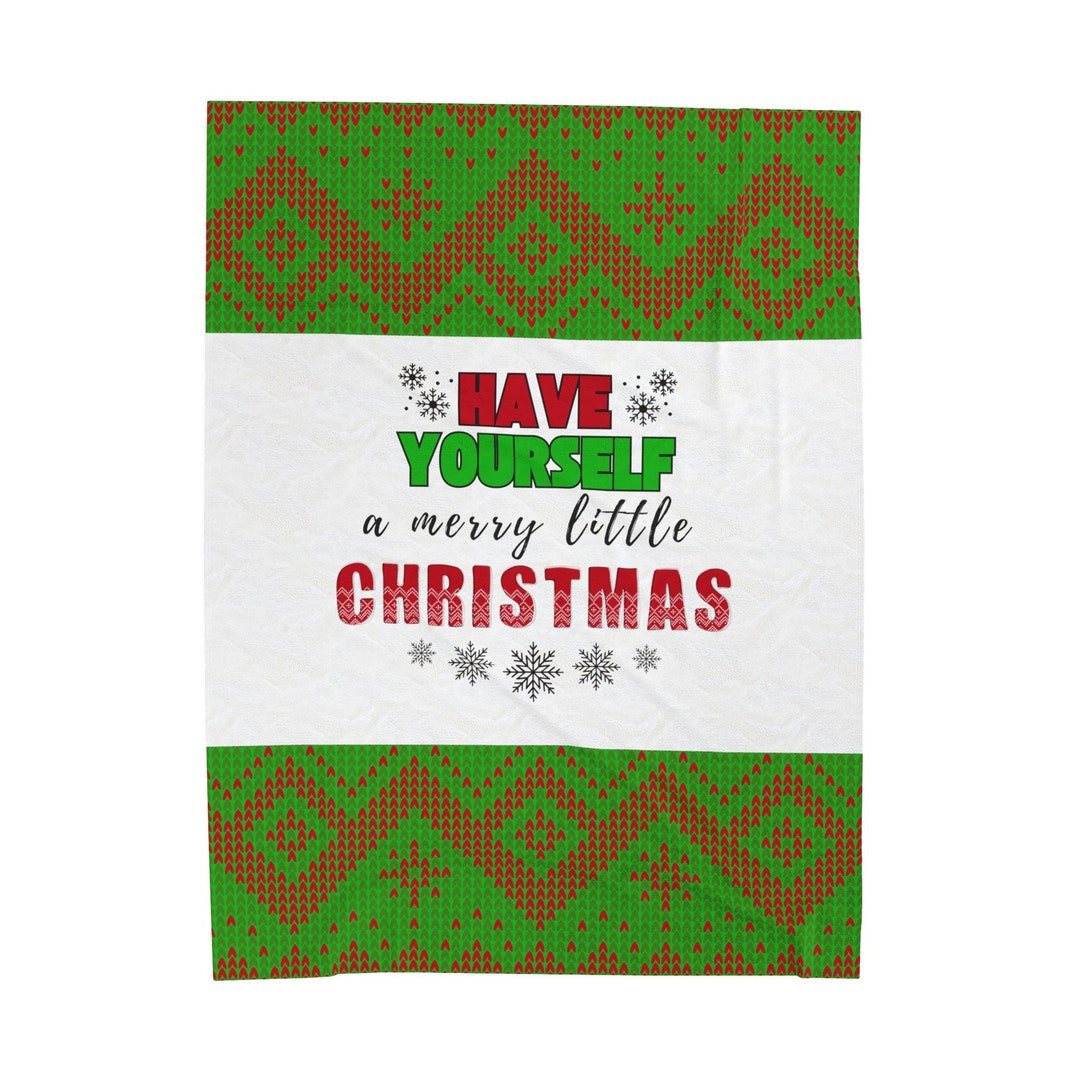Merry Little Christmas Blanket, Plush Velveteen Blanket, Christmas