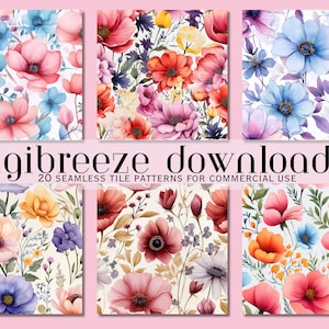 Fichier sans couture floral aquarelle 20, motif de carreaux aquarelle, motif girly de fleurs, fleurs aquarelles