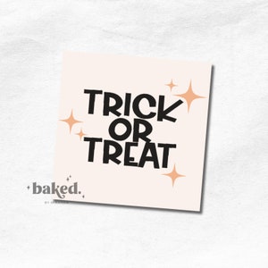 Printable 2&quot; Square Halloween Cookie Tag, Trick or Treat PRINTABLE TAG, printable cookie tag, Halloween Goodie Bags, Trendy Cookie tag