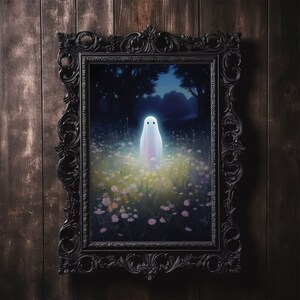 Ghost in Flower Field Print | Whimsical Spooky Garden | HALLOWEEN ...