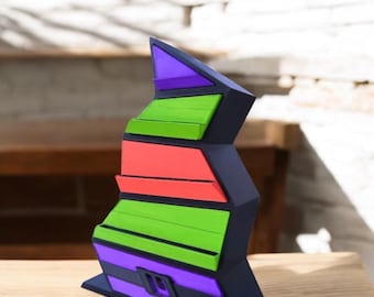 Witch Hat Drawer Box – Halloween Witch Hat Shelf with Drawers – Purple, Blue, Red, Green – 3D Printed Halloween Storage