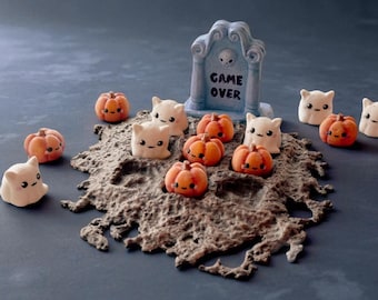 Halloween Tic Tac Toe Game – Pumpkin vs Ghost – Cute Halloween Decor – Spooky Tabletop Game – Autumn Family Gift – Trick or Treat Toy