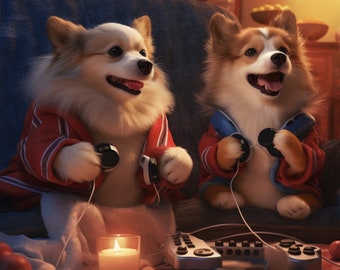 Dogs and Best Friends Playing Video Games