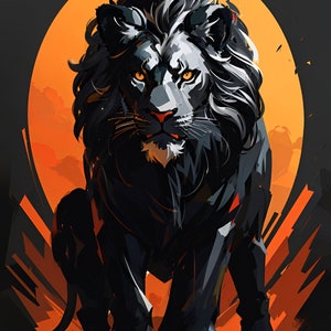 Lion Minimalistic Image for Phone Wallpaper or Poster