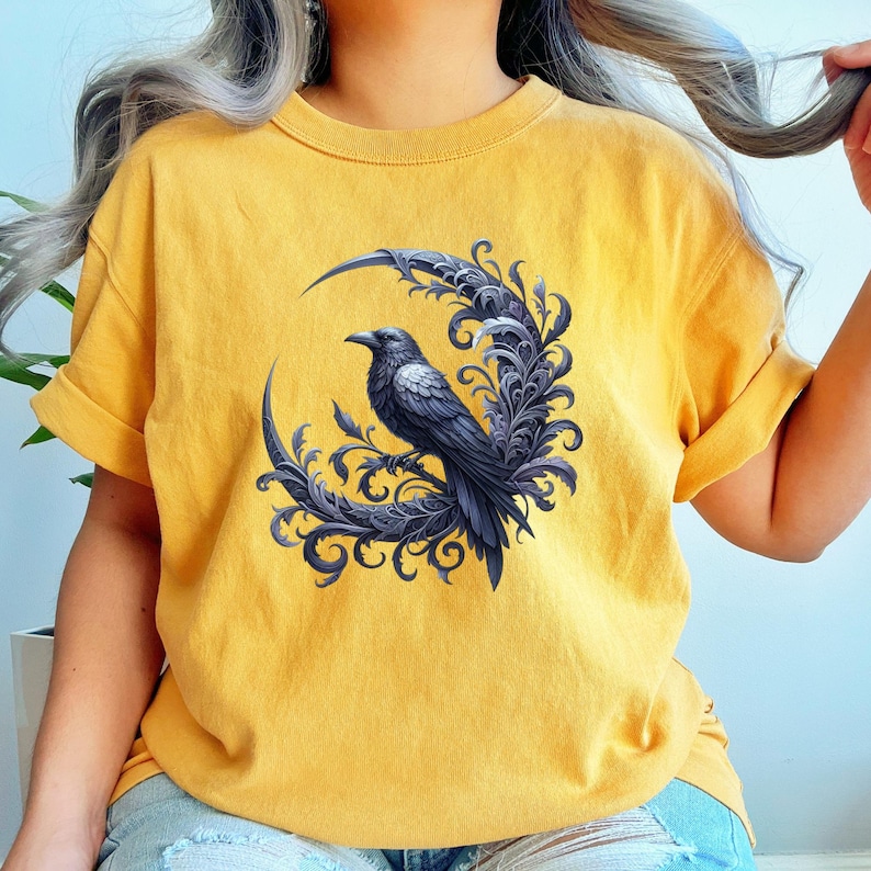 Gothic Raven PNG Bundle, Dark Crow Clipart, Black Bird Tattoo Art, Witchcraft Vintage Raven Stickers, Dark Aesthetic Sublimation Download