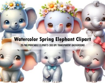 Lindo elefante clipart, ilustración de elefante bebé en acuarela, lindo elefante con corona, elefante de guardería, elefante bebé azul, plateado PNG