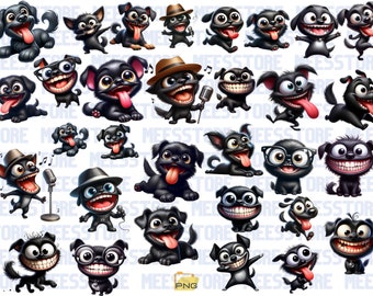 30 Cute And Funny Dog Clipart Bundle, Quirky Puppies Watercolor, Angry Dog, Cartoon Animal, Commercial Use | Digital Download | Junk Journal