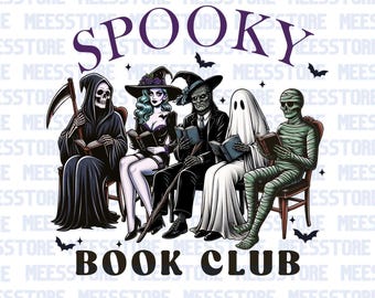 Spooky Book Club PNG | Halloween Book Lover Sublimation Design | Ghost Reading Clipart | Witchy Reading PNG