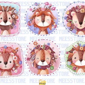 Watercolor Baby Lion Flowers,Baby Lion clipart,Baby Lion,Baby Lion art,Baby Lion,Animal,Baby Lion Watercolor Png,Lion Sublimation Design