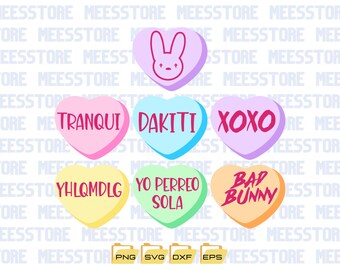 Conversation Heart svg,Bad Bunny svg,Heart Candy Clipart,Valentines Clipart Sublimation Design,Classic Hearts Design,Double svg,Bad Bunny