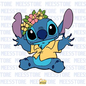 Stitch Splash en aquarel Digitaal ontwerp PNG-bestand voor sublimatie - Hoge resolutie - Directe digitale png-download, T-shirtontwerpen