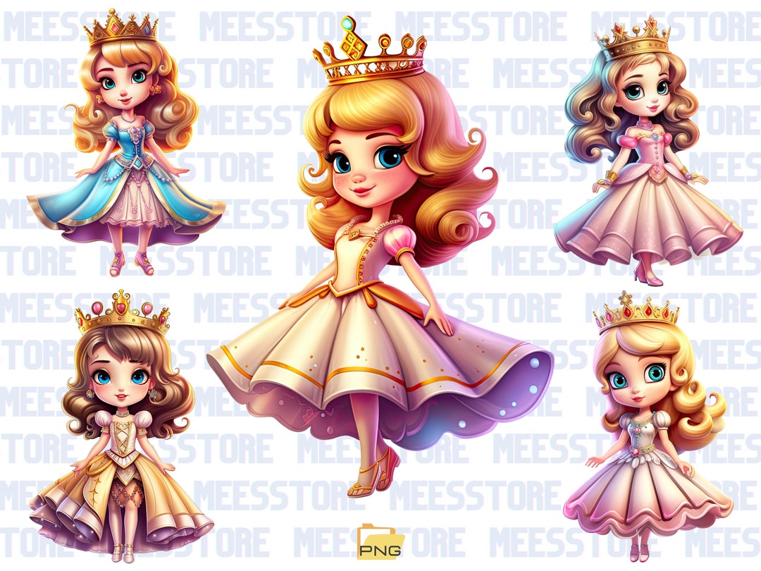 Little Princess Clipart, Watercolor Princess Clipart, Nursery Decor PNG ...