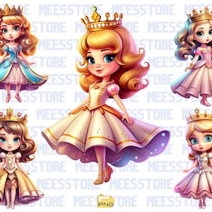Little Princess Clipart, Watercolor Princess Clipart, Nursery Decor PNG, Baby Princess PNG, Sublimation, Princess Birthday, Toddler Princess