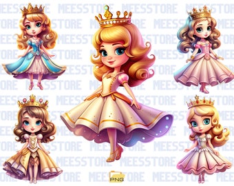 Little Princess Clipart, Watercolor Princess Clipart, Nursery Decor PNG, Baby Princess PNG, Sublimation, Princess Birthday, Toddler Princess