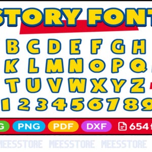 Toy Story Font SVG, Toy Story Alphabet SVG, Toy Story Letters Numbers Punctuation SVG Png Ai Eps Jpg Digital Download