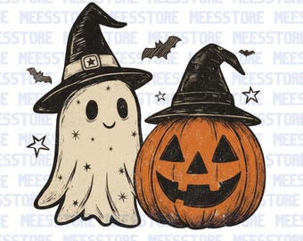 Spook en pompoen png, halloween png, herfst png, pompoen png, spookpompoen png, spook png, Halloween png-ontwerpen