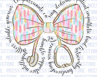 Nurse Bow PNG, Stethoscope Sublimation, Glitter Nurse PNG, Cute Nurse Clipart, Medical Bow PNG, Nursing Digital Download, Nurse Life Design