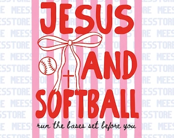 Jesus and Softball PNG | Trendy Christian Graphic