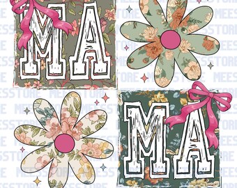 Mama Floral PNG, Retro Mom Sublimation, Boho Mom Design, Vintage Flowers PNG, Mother's Day Sublimation