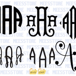 Könnte beinhalten: Fünf verschiedene Stile des Buchstaben "A" Monogramms in Schwarz. Die Monogramme sind in einem Kreis, einer Diamantform, einer Schriftart, einer Blockschrift und einer kursiven Schriftart. Die Monogramme sind auf einem weißen Hintergrund.