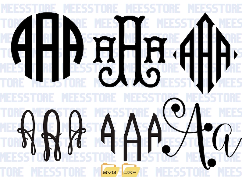 Monogram SVG Bundle,6 Monogram Alphabets,monogram Letters Svg,digital ...