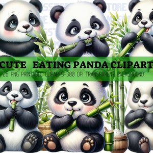 Watercolor Cute Pandas Clipart | Adorable, Cute Panda, Baby Panda Clipart and Illustration, PNG Images | Instant Download for Commercial Use