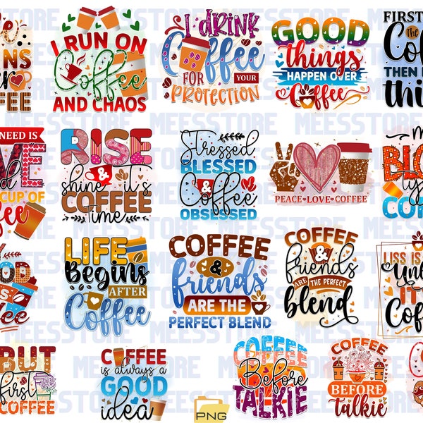 20 diseños de sublimación de tazas de café, envoltorios de tazas con frases divertidas, archivos PNG, impresión por sublimación, uso comercial, descarga instantánea, imprimible