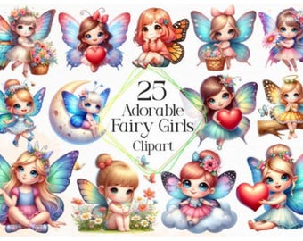 Fairy Clipart Watercolor Fairy Garden Nursery Floral Fairies Birthday Pink Magical Cute Fairy Baby Shower Clipart Fairy House Junk Journal