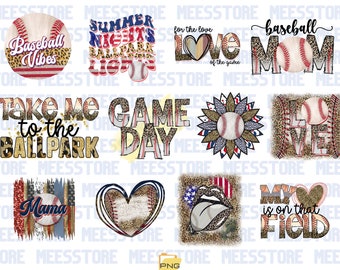 Baseball svg png Sublimation Bundle Game day Vibes Retro Baseball Mom Sports Mama Kinda Day Take Me Out Love Leopard Shirt Designs