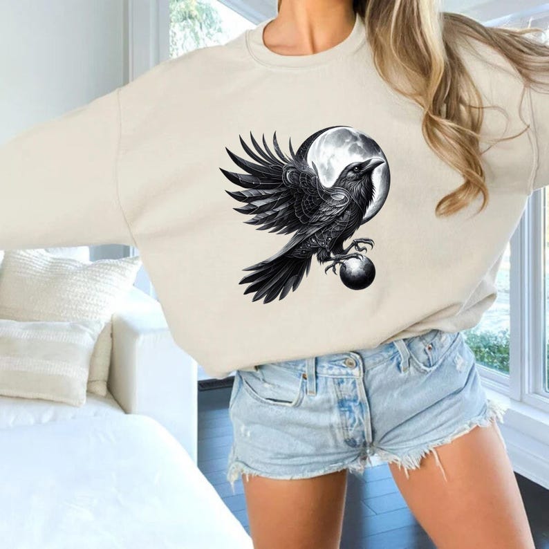 Gothic Raven PNG Bundle, Dark Crow Clipart, Black Bird Tattoo Art, Witchcraft Vintage Raven Stickers, Dark Aesthetic Sublimation Download