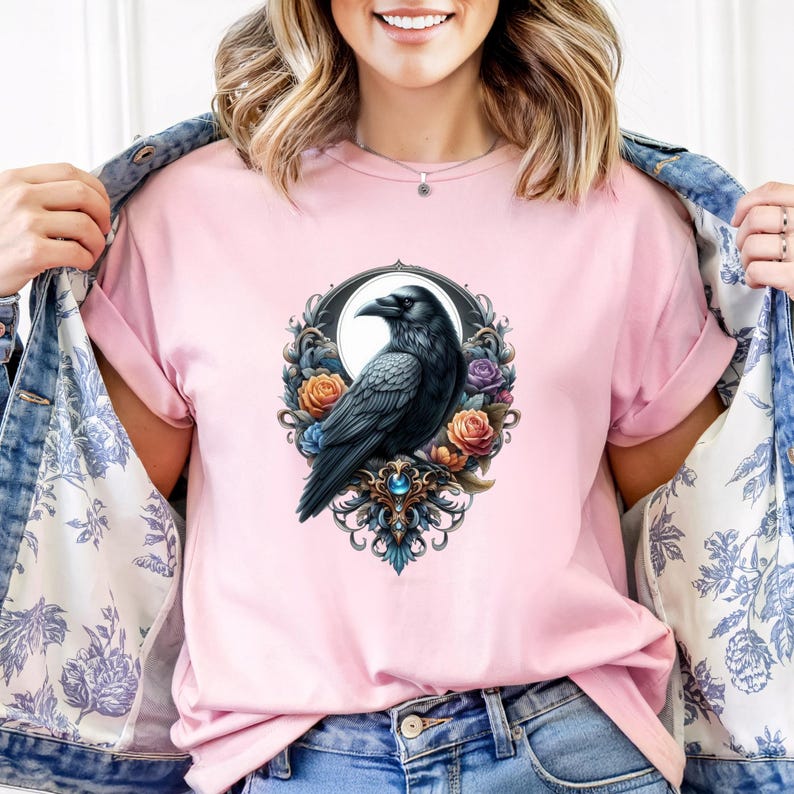 Gothic Raven PNG Bundle, Dark Crow Clipart, Black Bird Tattoo Art, Witchcraft Vintage Raven Stickers, Dark Aesthetic Sublimation Download