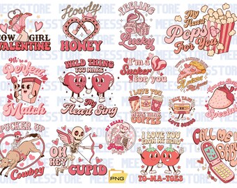 Retro Valentine Png Bundle, Groovy Valentine Png, Valentine Png, Love XOXO Png, Be Mine Png, Valentine Designs Png, Better Together Png