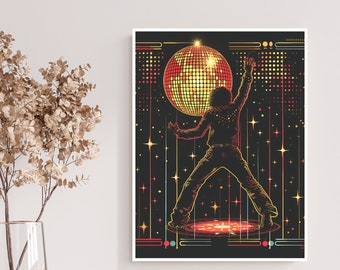 Disco Dance Poster Print, Retro Disco Dance Print, Timeless Artwork, Preppy Wall Art, Trendy Wall Art, Girly Wall Art, Dorm Room Decor